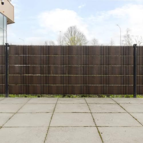 Balkon-Sichtschutz 10 Stk. Braun Schwarz 255x19 cm Poly Rattan, UV-beständig, wetterfest, für Garten und Balkon, Sichtschutzwand