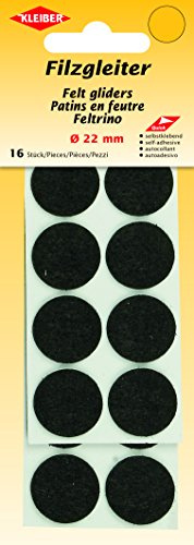 Kleiber Felt Gliders, Black, 22 mm