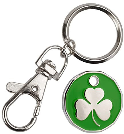 Harts 1 unit New Shape £1 coin Trolley Tokens Keyrings Supermarket Locker (Shamrock)