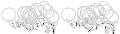 SM SunniMix 24Stk. Weiß Gardinenringe mit Klammer oder Clips, Ø 25 mm, für Gardinenstangen Ø 16 mm