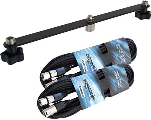 keepdrum STB01 Stereo Bar T-Bar + 2x Mikrofonkabel XLR/XLR 6m