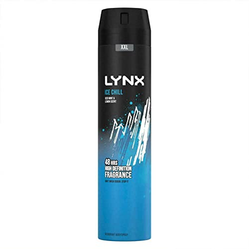Lynx Men Ice Chill Deodorant Body Spray for 48 hours of odour-busting, high definition fragrance, with an iced mint & lemon scent 250 ml