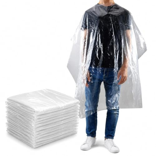 Disposable Hairdressing Gowns x100 GENERISE Plastic Hair Salon Capes for Hair Dressers, Barbers and Salons - 150CM X 120CM