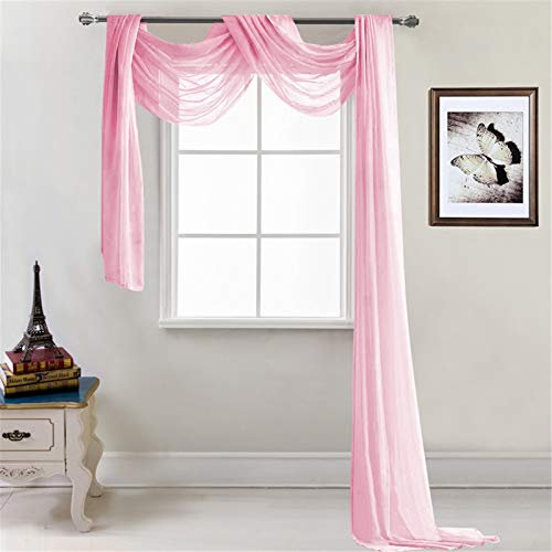 SWECOMZE Cortina de gasa transparente – Cortina transversal para cama con dosel / cortinas decorativas para boda, 1 unidad, 548 x 132 cm (rosa)