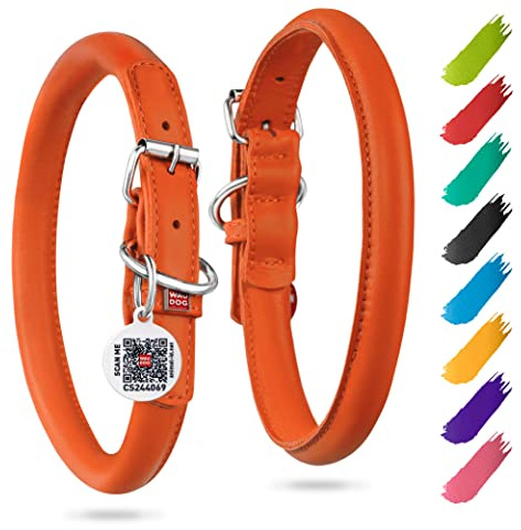 Leder Hundehalsband Rund Verstellbares Hundehalsband Große Hunde Leder Hundehalsband für Mittlere Hunde - Hundehalsband Leder Kleine Hunde & Welpen Halsbänder - Digitale Hundemarke