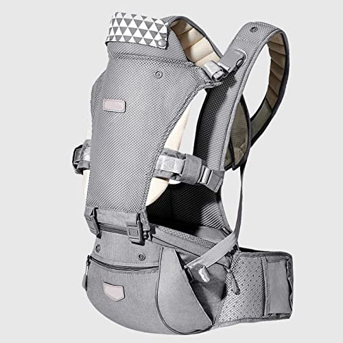 WPHH Graue Babytrage Säuglingshüftsitz Ergonomische Nach Vorne Gerichtete Kindertrage, Weiche Und Atmungsaktive Babytragetasch Für Baby-Reiseausrüstung