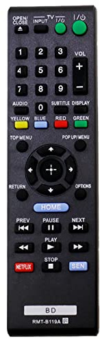 RMT-B119A Sub RMT-B119P Telecomando sostitutivo Adatta per Sony Blu-ray Disc DVD Player BDP-S1100 BDP-S490 BDP-S590 BDP-S4100 BDP-S5100 BDP-S185 BDP-S3100 BDP-S390