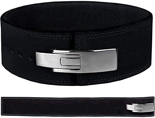 DREAM GEAR Gewichthebergürtel, Powerlifting-Gürtel, Fitnessgürtel, Kraftgürtel, 10-13 mm, für Damen und Herren, mit Edelstahl-Hebelschnallen, S-5XL (Taille S-61-76,2 cm, schwarz)