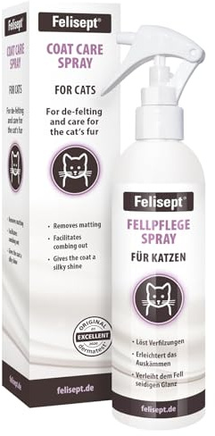 Felisept Fellpflegespray für Katzen 250ml - Entfilzungsspray Katze - Katze verfilztes Fell entfernen - besonderer Schutz & Pflege für das Katzenfell - Erleichtert das Auskämmen