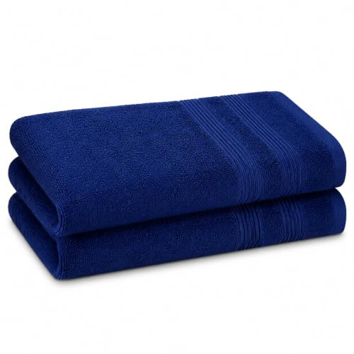 Hand Towels Pack of 2 – 100% Ring Spun Cotton Hand Towels for Bathroom | 500 GSM Royal Egyptian Soft Highly Absorbent Hand Towel – 50 X 80 cm Hand Towels with Ribbed Border for Spa, Hotel & Bathroom