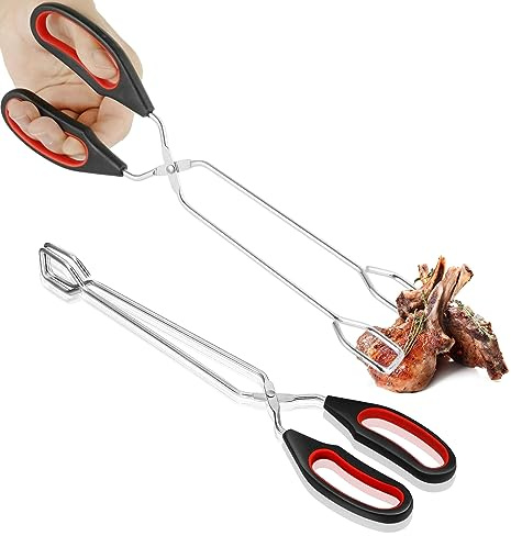 Edelstahl Lebensmittelzange Barbecue Grillen Zange für Umdrehen Lebensmitteln Werkzeug Grillzange Küchenzange Spaghettizange Grillzange Lang Rösle Grillzange Zange Küche 2 Stück(Grote)
