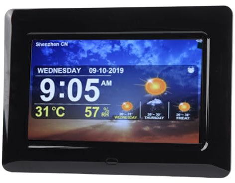 Uhr mit Tag und Datum für ältere Menschen, 7 Zoll Digitale Tageskalenderuhr mit Fernbedienung, Demenz-Alzheimer-Uhr mit Extra Großem Display, Unterstützt das Hochladen von Fotos, (EU-Stecker)