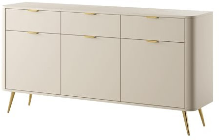 Selsey Oval - Sideboard Kombikommode mit DREI Schubladen, Beige, 163,5 cm breit
