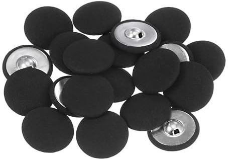 QUARKZMAN 20 Stück Knöpfe mit Stoffüberzug 30mm Runder Metallschaft Ösen Stoffknöpfe mit Stoff bezogen Nähknöpfe Vintage Ösenknöpfe für Anzüge Kleider Blusen Bastel DIY, Schwarz