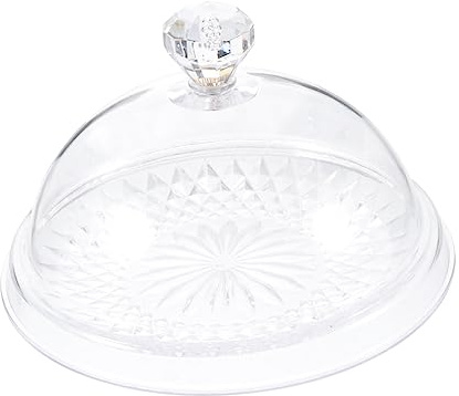 TIDTALEO Medium European Style Cake Stand with Dome Cheese Cover, 6.3 Inches, Glass, Dishwasher Safe, Non Toxic, Reusable, Durable, For Cake, Cupcakes, Cheese, Dry Foods