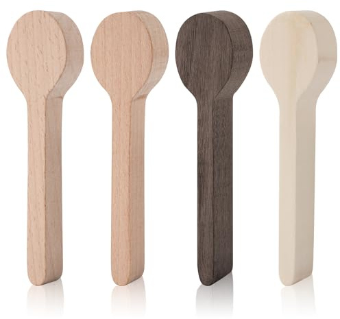Kit per Cucchiaio da Intaglio in Legno, 4pz Blocchi per Intagliare il Legno, Cucchiaio in Legno Non Finito Grezzo di Legno per Intagliare Artigianato Fai-Da-Te Regalo Dell'Artigianato