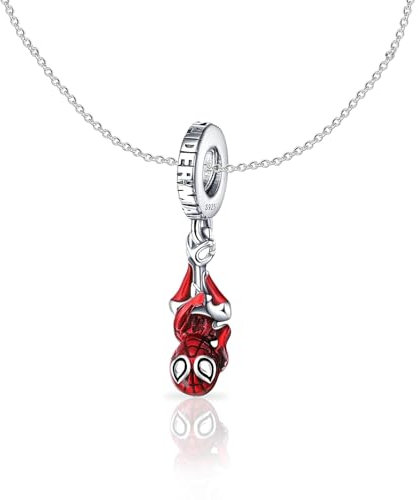 ANGYAOZ Red Charm Anhänger, Charms Anhänger Silber für Armbänder, Silber Personalisierte Kette, Verstellbare Silber Kette mit Anhänger, Geschenke für Mädchen/Jungs Halskette, Geschenk für Freuen