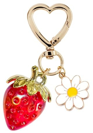 Cute Strawberry Keychain Heart Bag Charm Purse Accessories Decor for Women