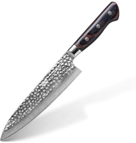 FINDKING Coltello da Chef Gyuto da 8 Pollici, Bordo Affilatissimo in Acciaio Damasco, Compagno di Taglio Giapponese Versatile, Essenziale per la Cucina Professionale (Serie Raven)