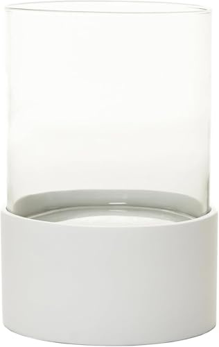 VIVANNO Windlicht Kerzenhalter CANDIRA - 28x20 cm Tischdeko - Weiß Matt