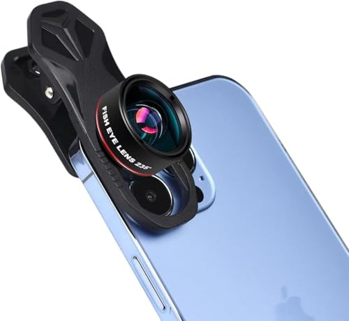 Fischaugenobjektiv, 235 °, Fischaugenobjektiv, universelles HD-Handy-Fischaugenobjektiv, Handy-Kameraobjektiv, für iPhone 7, 8 x XR, 11, 12, 13, 14, 15 Pro Max, Android, Samsung Smartphones (Fisheye)
