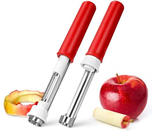 Aieve 2 in 1 Apple Corer and Peeler, 2 Pack Stainless Steel Apple Corer Tool, Handheld Apple Core Remover, Remove Fruit Cores Easily (Chirismas Gift)