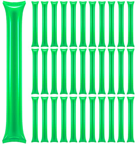 Lovecheer 50PCS Green Thunder Sticks Noise Makers Thicken Cheering Sticks Plastic Inflatable Bam Bam Boom Stick for Christmas New Year Football Party