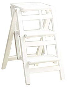 Tritthocker Dreistufige Holzleiter, Blumenständer für Floristen, Aufbewahrungsregal für Zuhause, Leiterhocker aus Massivholz, Trittleiter für den Innenbereich, natürliche Haushaltsleiter/Weiß/42 x 56