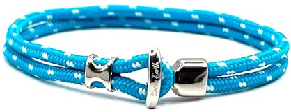 KAROO EARTH JEWELLERY Minimalist Rope Bracelet with Stainless Steel hook clasp, Nautical style fashion bracelet for men (20cm, Aqua Blue)