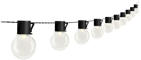 4lite Antheia Solar Outdoor Festoon String Lighting (Black) 11ft 260lm IP44 Rated Exterior 10 x Globe String Light - Bulbs Included- 4L2/6016-4Yr Guarantee