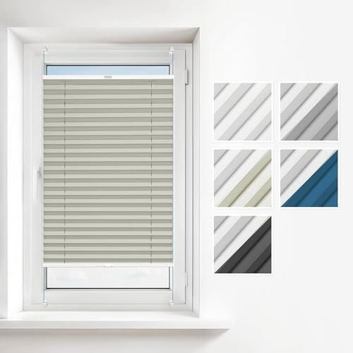 Estika Thermoplissee ohne Bohren 30x100 cm Farben: Cremige Verdunkelung und Thermo Plissee klemmfix für Fenster in verschiedenen Blickdicht erhältlich mit Montagezubehör