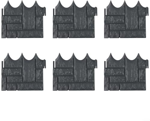 Recinzione per aiuole da giardino, in plastica, design ad incastro, grigio/rosso, 6 pezzi (grigio)