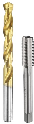 QUARKZMAN Gewindebohrer Set, M12 x 1,5 Metrisches Gerades Flöten Gewindebohrer & 10,5mm Spiralbohrer, Unbeschichtet/Titanbeschichtet HSS 6542 Maschinengewindebohrer Set