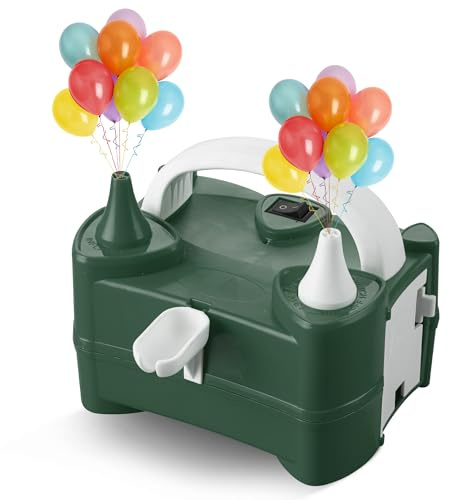 Scott 11 Elektrische Ballonpumpe mit Doppeldüse, tragbarer Ballonpumpe, 220 V-240 V, 600 W, elektrische Luftpumpe für Geburtstage, Partys, Hochzeiten und Event-Dekorationen (Grün)