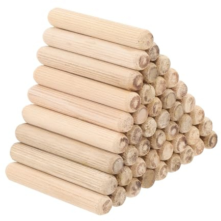 PATIKIL 1/2 x 3-1/8(12 x 80mm) Goujons En Bois À Cannelures, Lot De 50 Tiges En Bois Droites À Rainures Pour Meubles Portes Projets Artistiques Artisanat