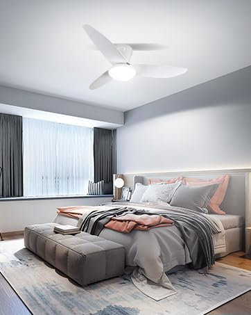 Sararoom Deckenventilator mit Beleuchtung | 100cm Deckenleuchte mit Ventilator | 3 Farbtemperatur Deckenlampe Wohnzimmer | 3-Blatt-Propeller, 6 Geschwindigkeiten, Fernbedienung, Leiser DC-Motor, Weiß