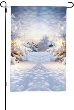 Saisonales, doppelseitiges Motiv, 30,5 x 45,7 cm, für Frühling, Sommer, Winter, verschneite Außendekoration, Willkommensgruß, Feiertags-Gartendekorationen für Terrasse, Bauernhaus, Veranda, Rasen