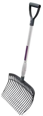 Quality Aluminium Purple ABS Bedding & Shaving Fork Equestrian Tack Shavings Fork for Horses with Handle 115cm, Durable Yard Tool for Stables, Trailers & Fields