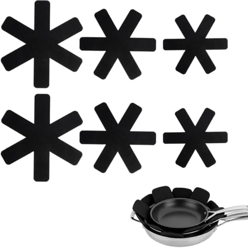 JEYORZY 6pcs Salvamanteles de Tela no Tejidas, Protector de Olla, Sostenedor de Pote de Estera Antideslizante, Almohadillas Separadoras de Tela no Tejidas, para Aislamiento,20/26/30mm(Negro)