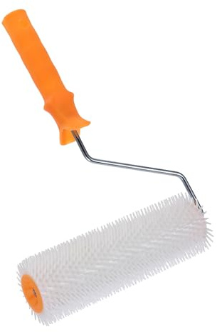 Btstil 6-teilig Bodenbeschichtung Entlüftungsroller Set, Entlüftungsroller 50cm, Stehrakel 56cm, Nagelschuhe 30mm, Teleskopstiel, Farbroller & Spachtel für Ausgleichsmasse & Epoxidharz (Rolle)