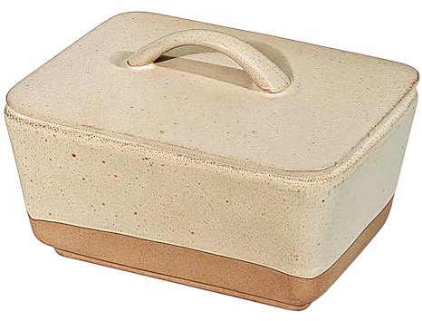 Jaamyears Large Butter Dish with lid for 1 LB, Stoneware Butter Container with Cover Butter Storage for Countertop