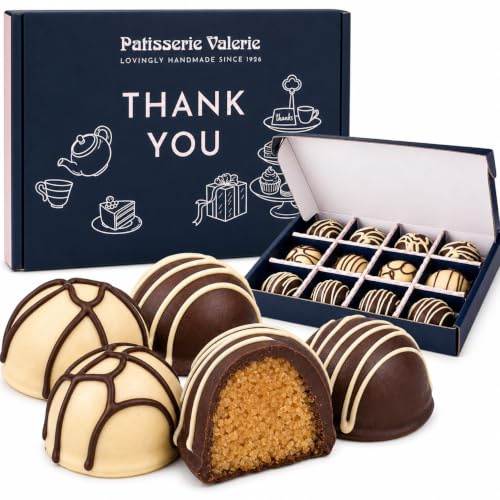 Patisserie Valerie Thank You Cake Bites Gift Box - 12 Cake Bites | Vanilla and Double Chocolate, Buttercream Centres, Coated and Drizzled, Letterbox Delivery, Handmade Since 1926