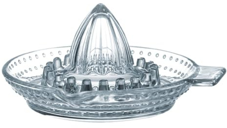 URBNLIVING Glass Lemon Squeezer Manual Citrus Juicer with Handle & Spout – Durable Clear Fruit Reamer for Lemon, Lime & Orange Juice (Set of 1)