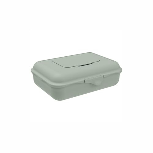 Rotho Babydesign Feuchttücherbox, Kosmetiktücherbox grün 1.25L | Große Aufbewahrungsbox für Feuchttücher, Babytücher & Reinigungstücher – Nachfüllbarer, luftdichter Spende