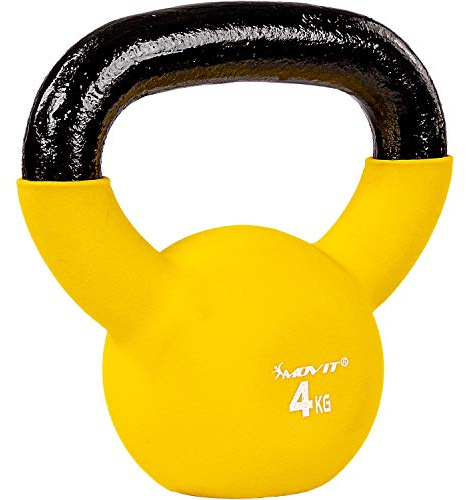 MOVIT® Kettlebell PRO 2–24 kg aus Gusseisen mit Neopren für Krafttraining | Breiter Griff, flacher Standboden und rutschfeste Oberfläche – die ideale Kugelhantel für Home Gym & Krafttraining