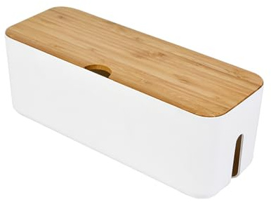 Cable Management Box with Air Vent, Cord Organizer with Wood Lid for Desk TV Computer USB Hub System to Cover and Hide & Power Strips & Cords,29.5x11x11.4cm