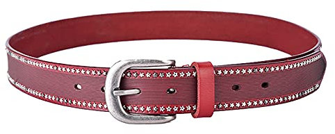 Nietengürtel für Damen, Ledergürtel für Jeans Gr. 42, rot