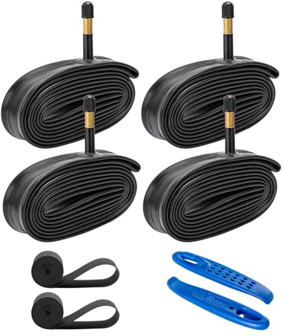 YunSCM 4-PCS 37/45-622 Schlauch 28 Zoll 700x35C 700x38C 700x40C 700x42C 700x43C 28x1.40 700x35c，28x1.50 700x38c，28x1.60 700x40c AV48mm Ventil Kompatibel 700c Rennrad Schlauch 700CX35C/43C