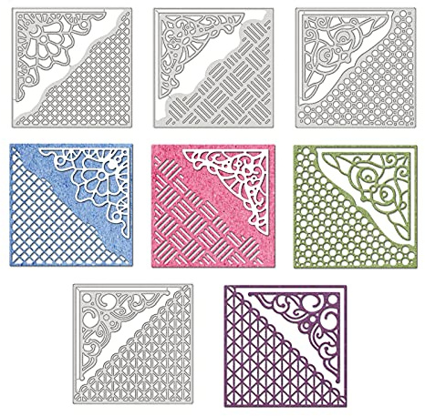 GLOBLELAND Ecke Metall Stanzschablone Stanzschablonen Metall Schneiden Schablonen für DIY Scrapbooking Album, Schneiden Schablonen Papier Karten Sammelalbum Dekor