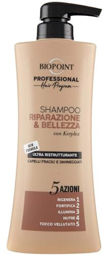 Biopoint Professional Hair Program - Shampoo Capelli Riparazione & Bellezza, Formula Ricca e Cremosa per Rigenerare i Capelli Danneggiati, 400 ml